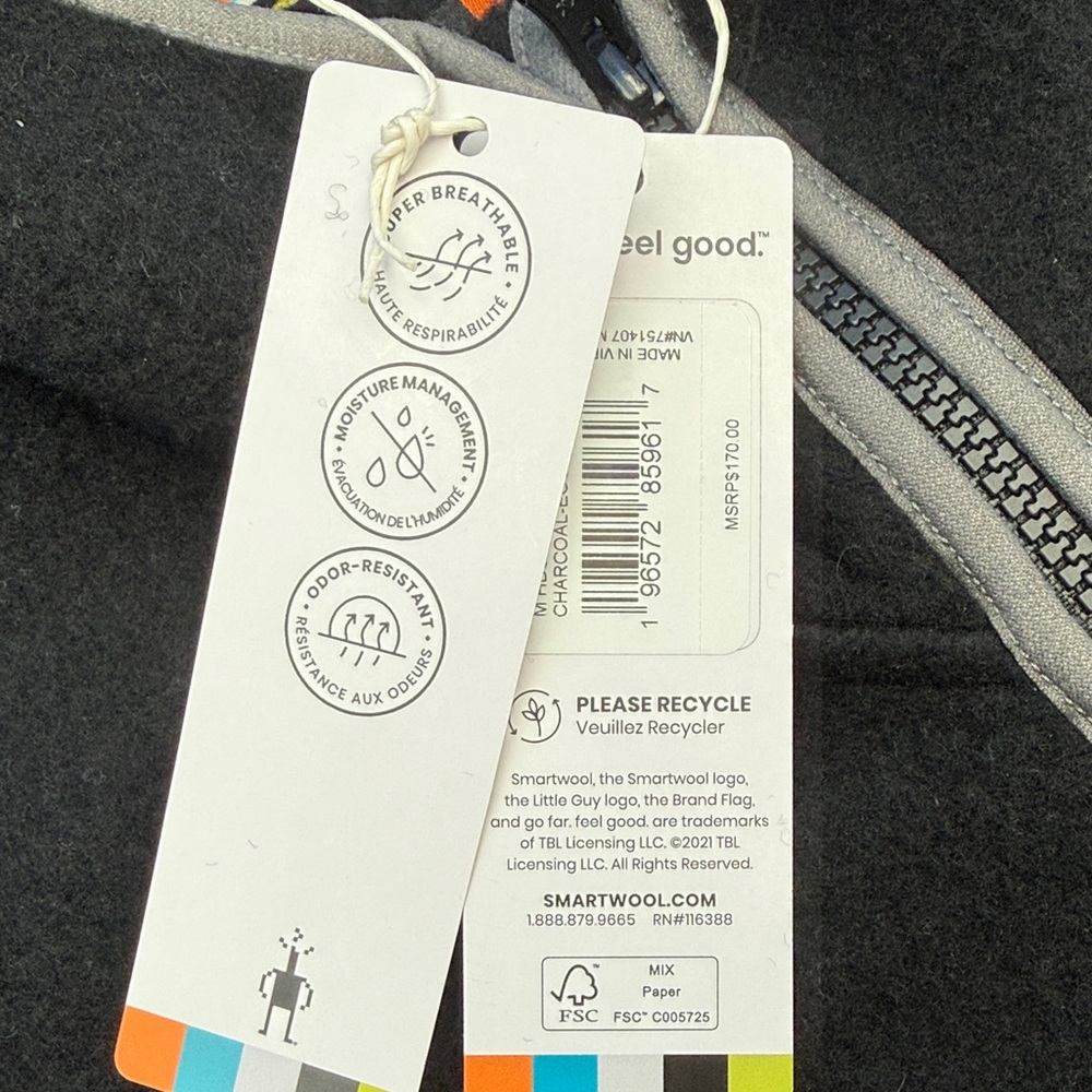 Smartwool Men’s Hudson Trail Jacket - Black, Gray, and Maroon - Picture 2 of 12